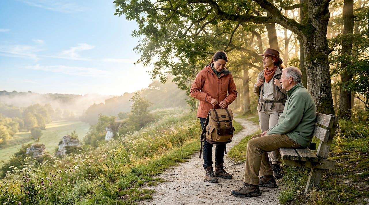 Wandelaars genieten van een bosrijke wandeling op de Sint-Pietersberg