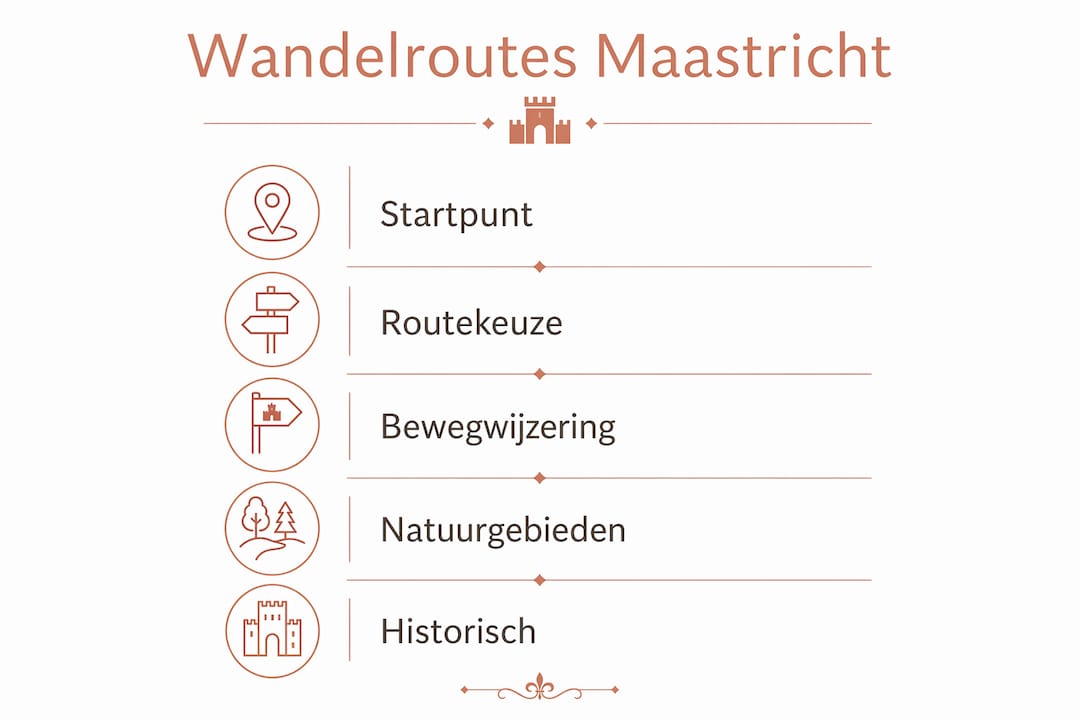 Overzichtelijke infographic met de leukste wandelroute door Maastricht, stap voor stap uitgelegd