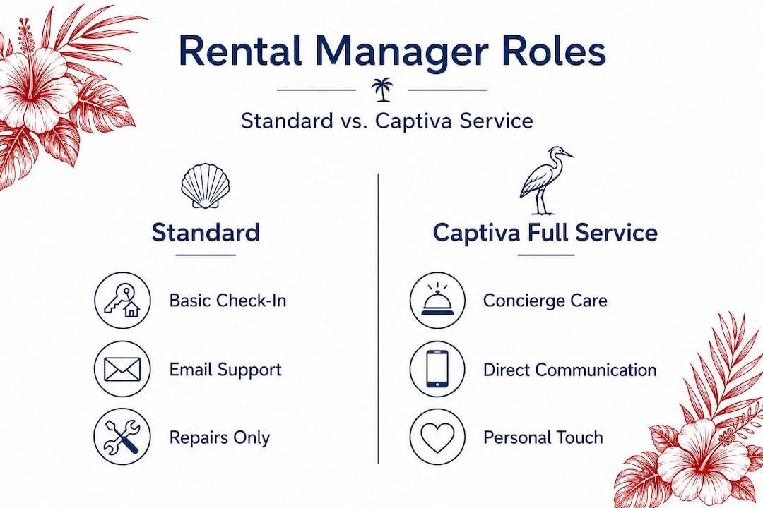 Infographic comparing standard and Captiva rental manager services