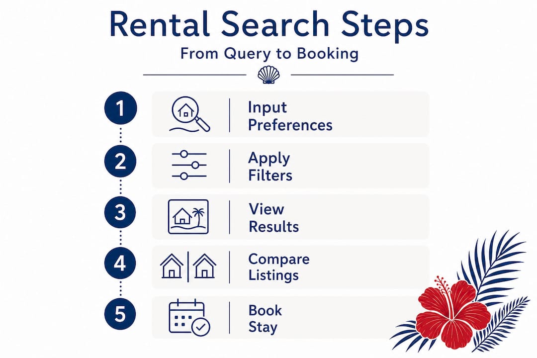 Infographic outlining major steps in rental search process