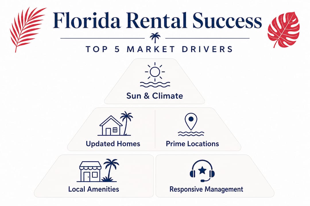 Infographic hierarchy of Florida rental market drivers