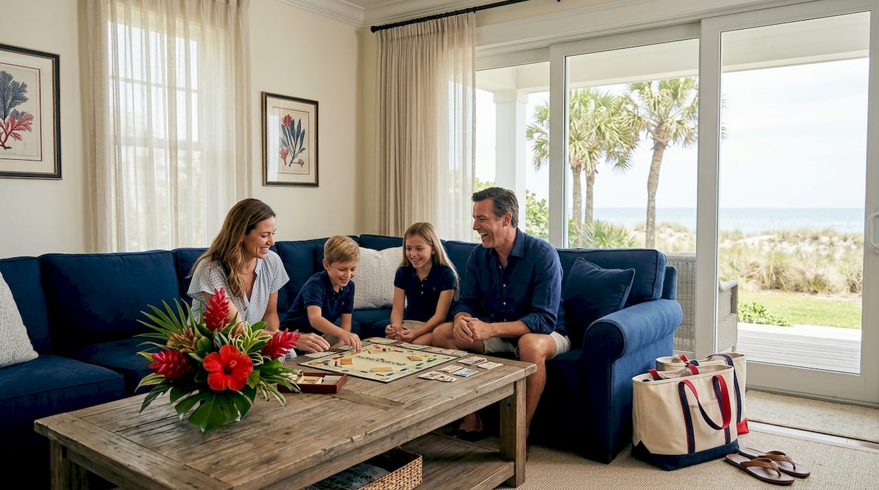 Family relaxing in Florida vacation rental