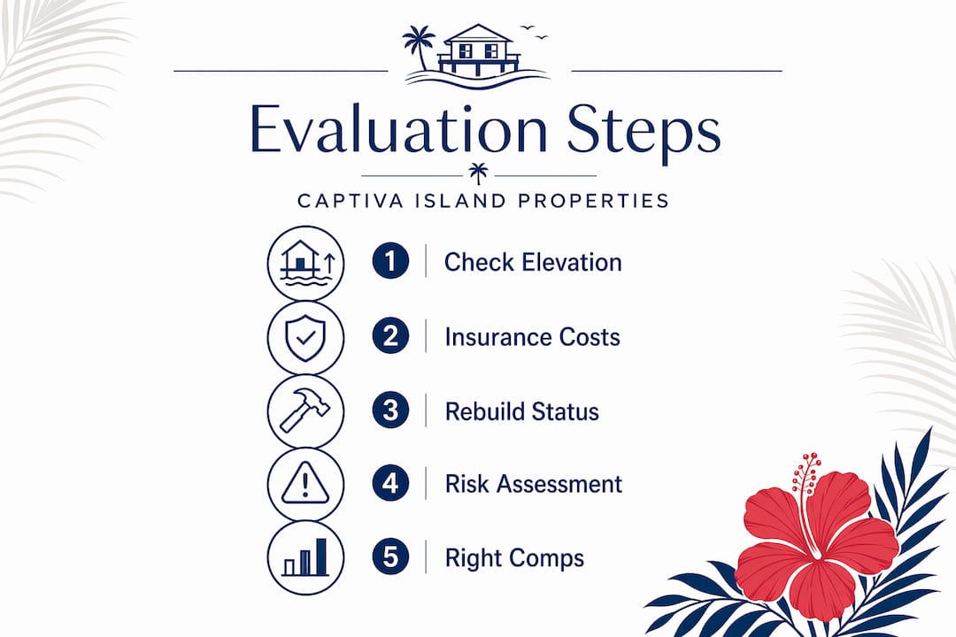 Infographic shows five key property evaluation steps