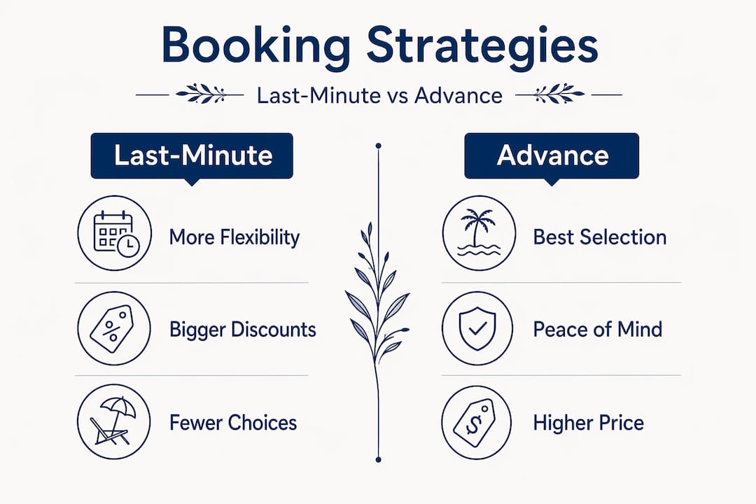 Infographic comparing last-minute and advance booking