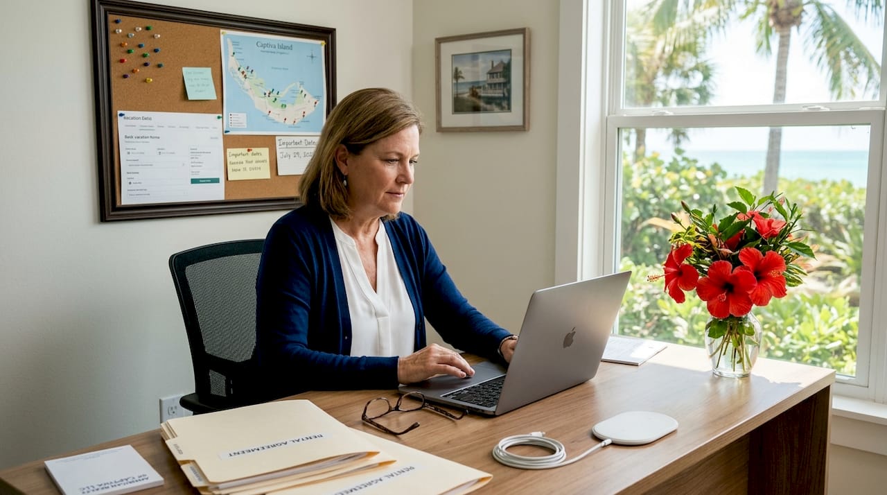 Property manager reviews vacation rental bookings