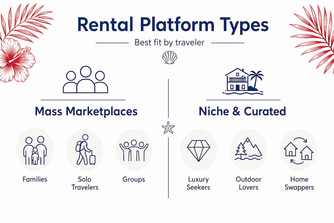 Infographic comparing vacation rental platform categories