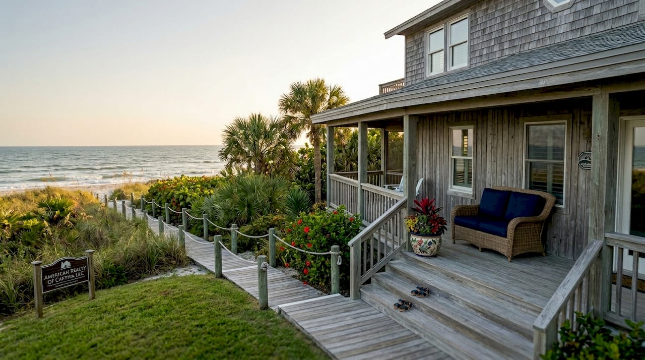 Quaint beach house with ocean access pathway