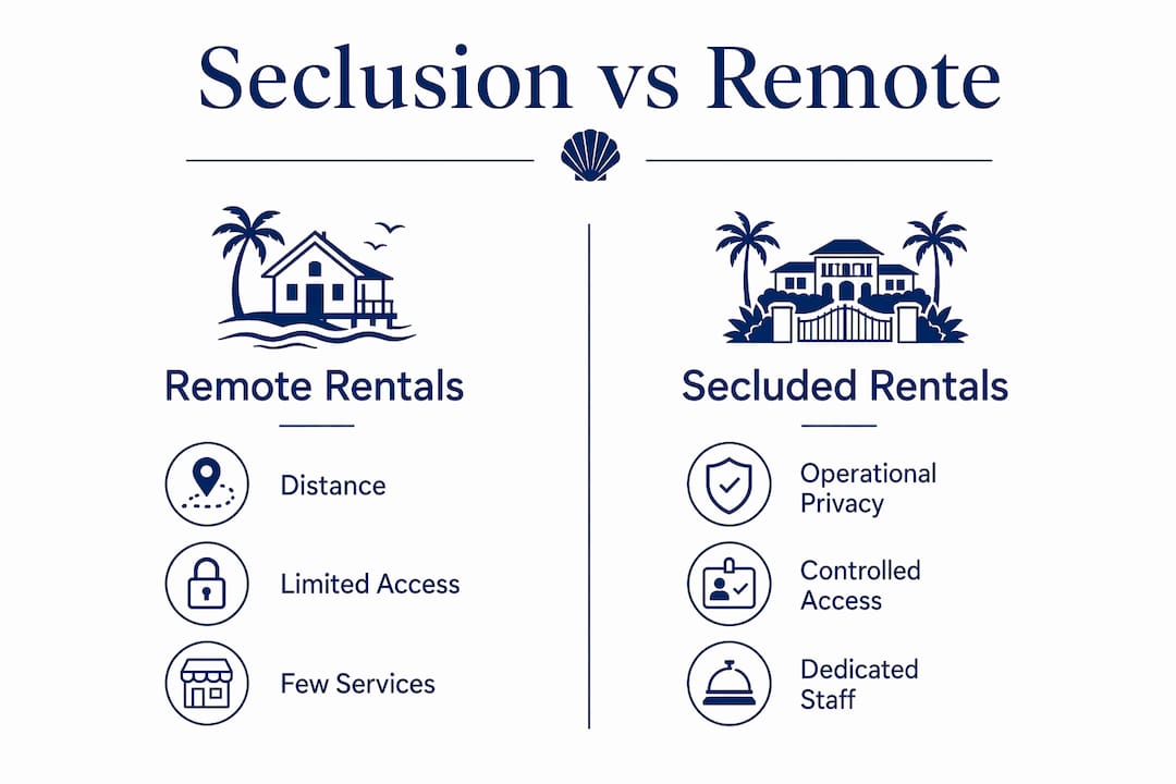 Infographic comparing secluded and remote island rentals