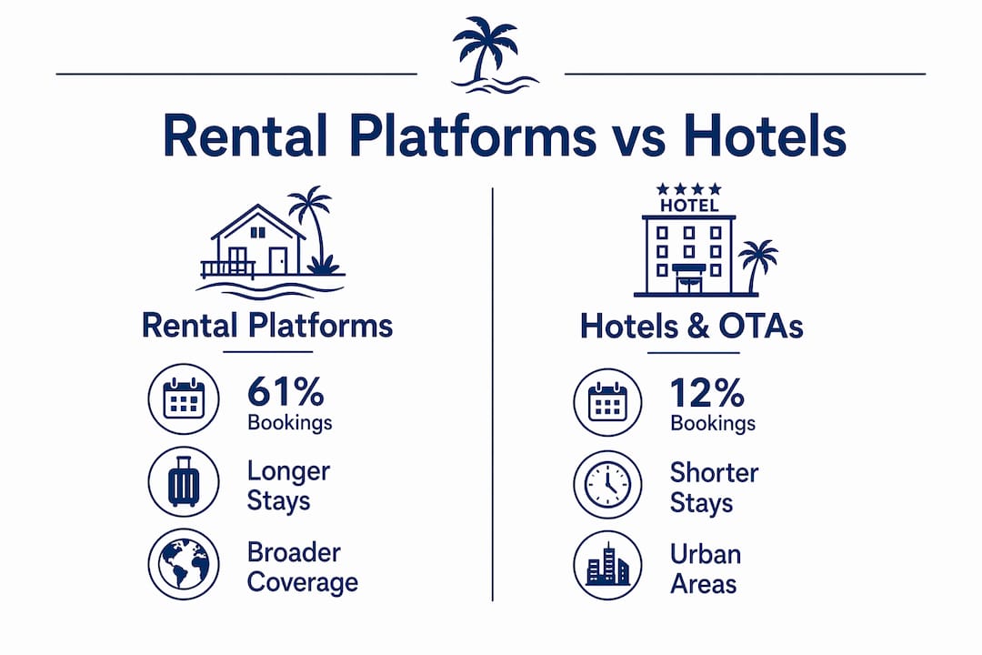 Comparative infographic rental platforms versus hotels