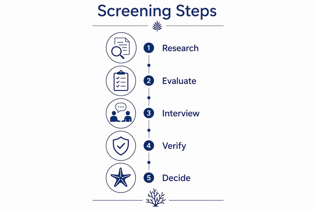 Infographic illustrating five screening steps