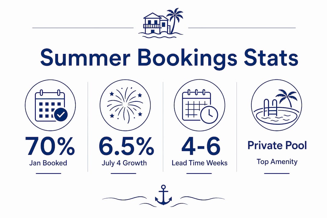Infographic showing summer beach booking statistics