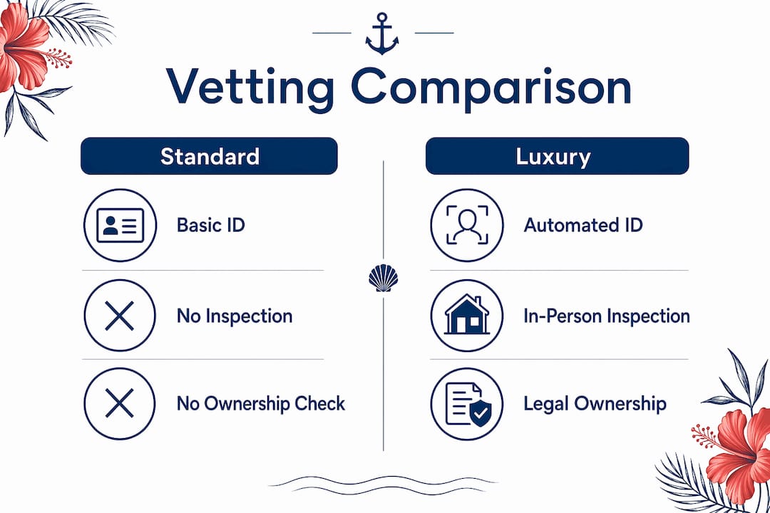 Infographic comparing standard and luxury rental vetting