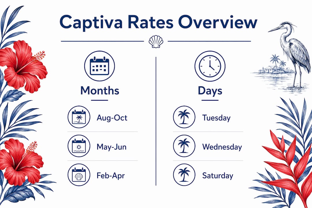 Infographic comparing Captiva vacation months and days rates