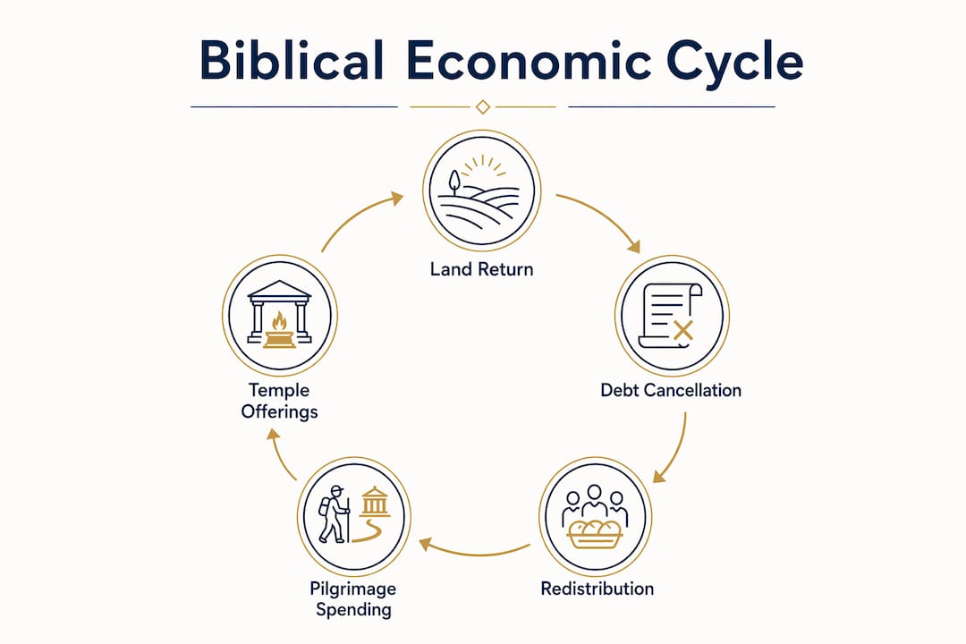 Infographic outlining biblical economic cycle steps