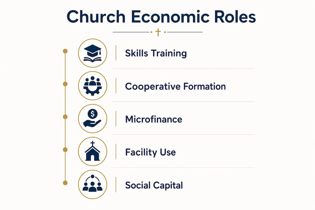 Infographic illustrating key economic roles of churches