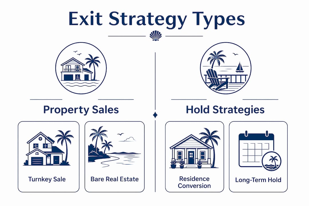 Infographic comparing vacation home exit strategy types