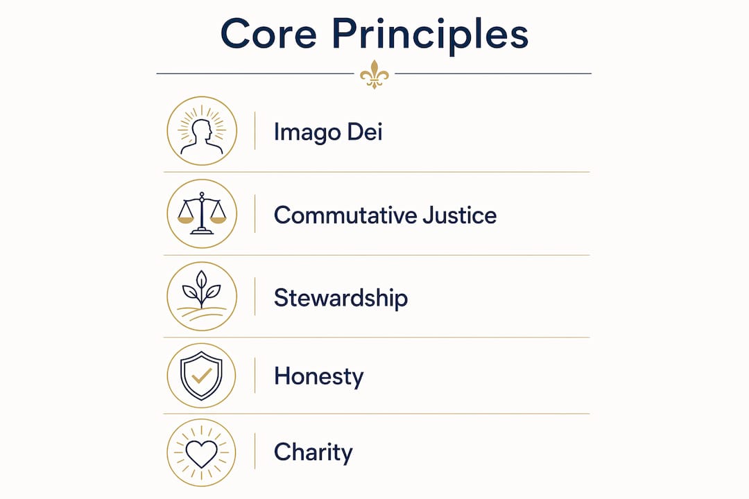Infographic illustrating core principles of Christian economics