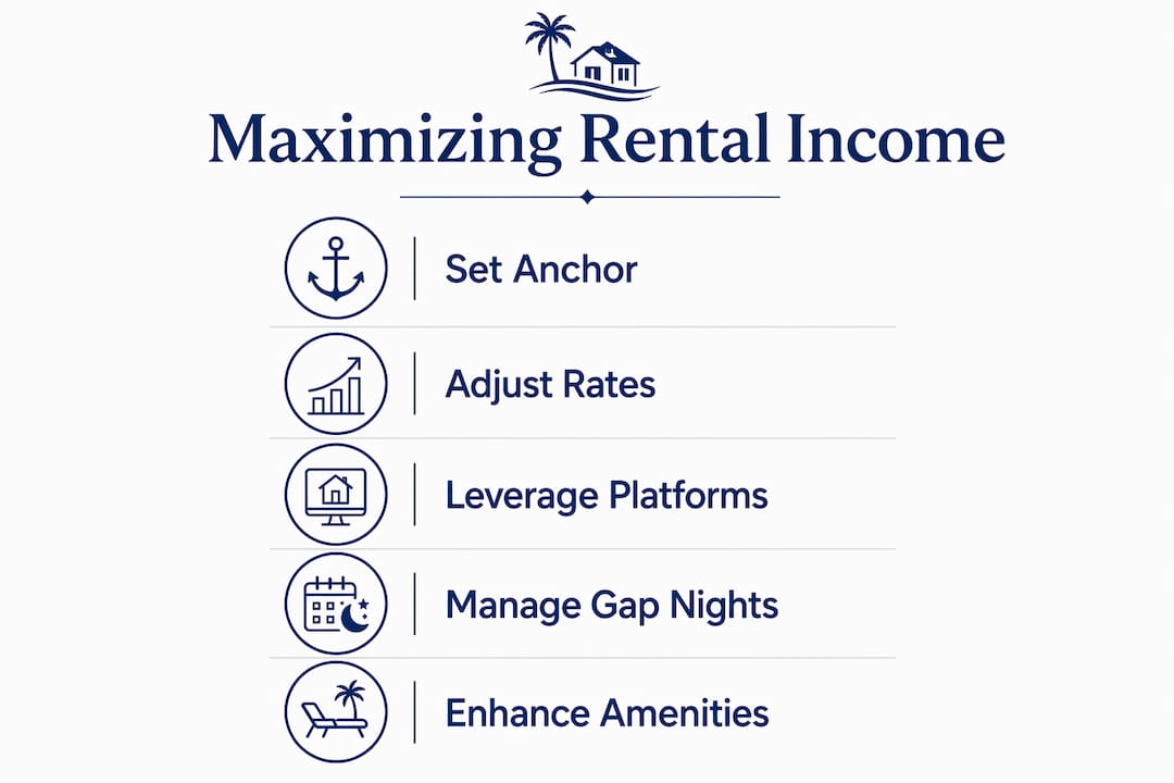 Infographic outlining rental pricing and booking strategies