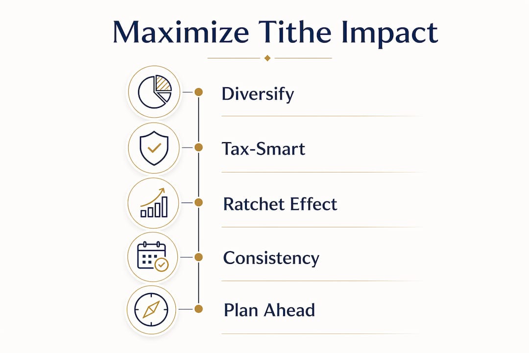 Infographic showing steps to maximize tithing impact
