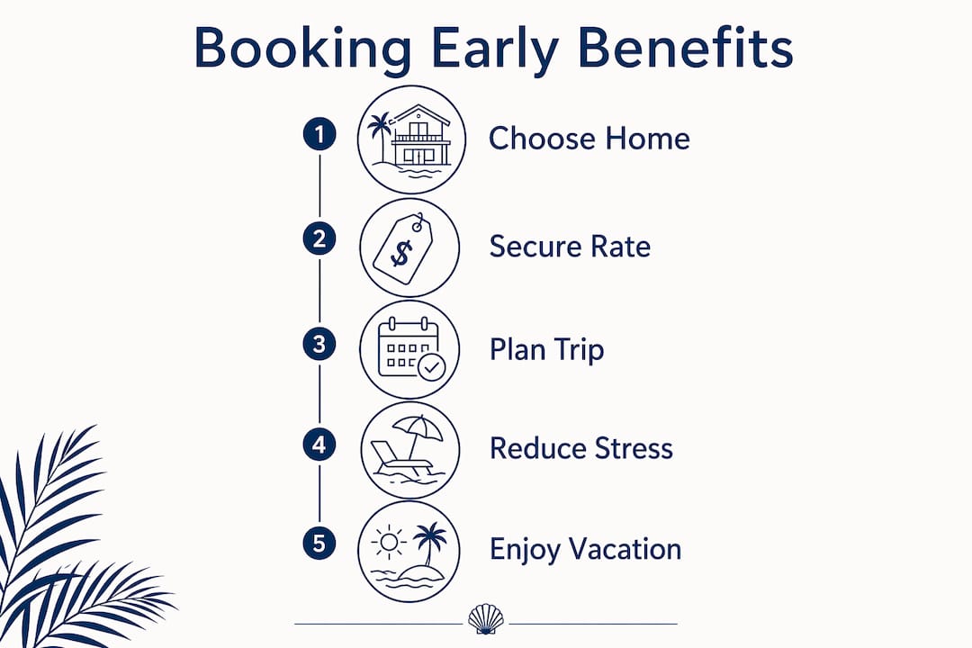 Infographic illustrating benefits of early vacation rental booking