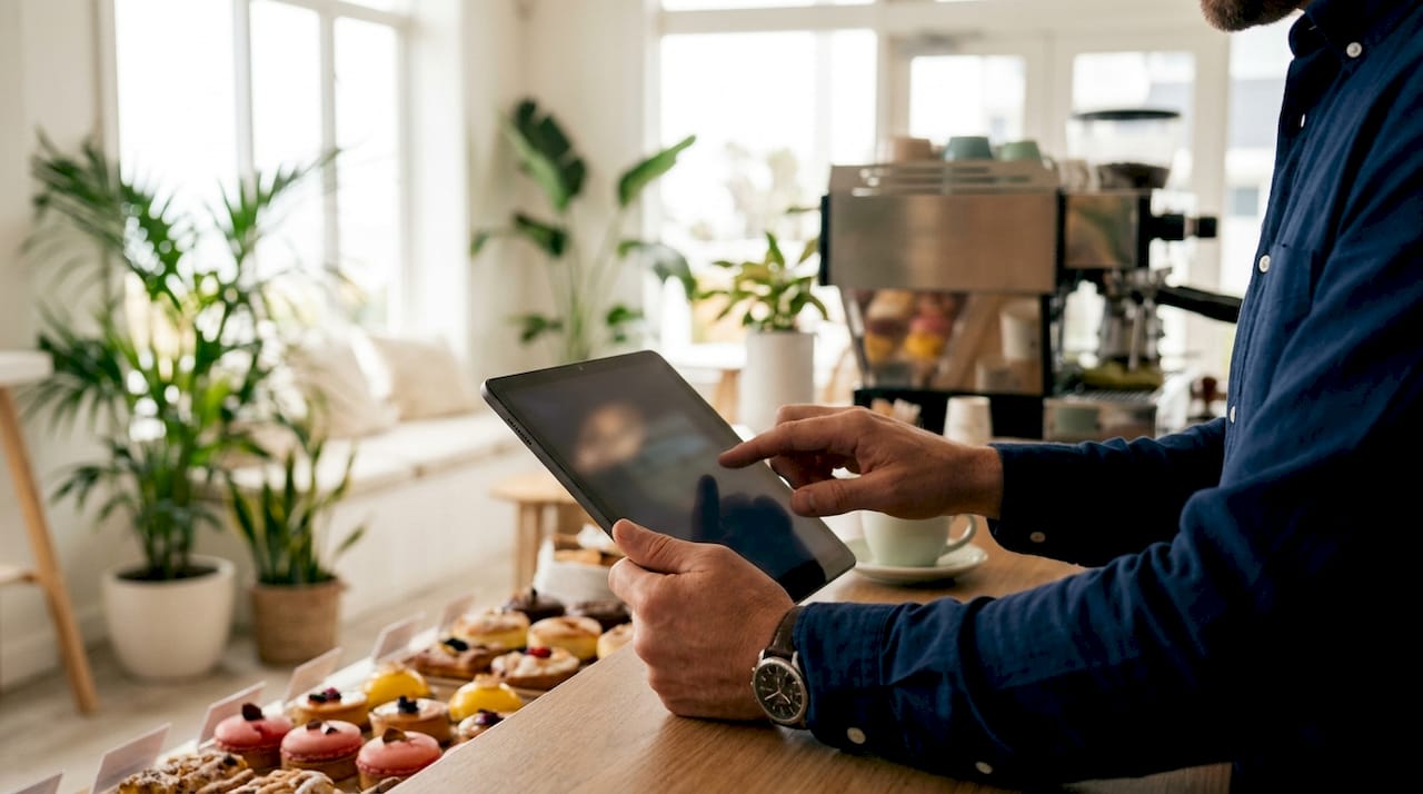 Hands adjusting dynamic pricing on tablet