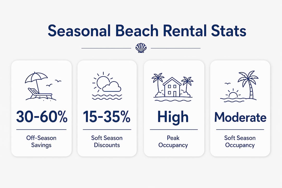 Infographic comparing key seasonal beach rental metrics