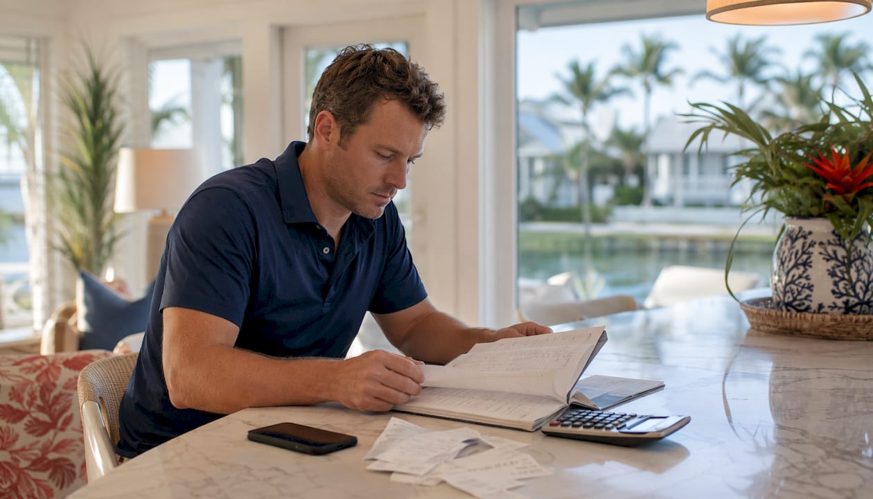 Property manager handling rent payments and bookkeeping