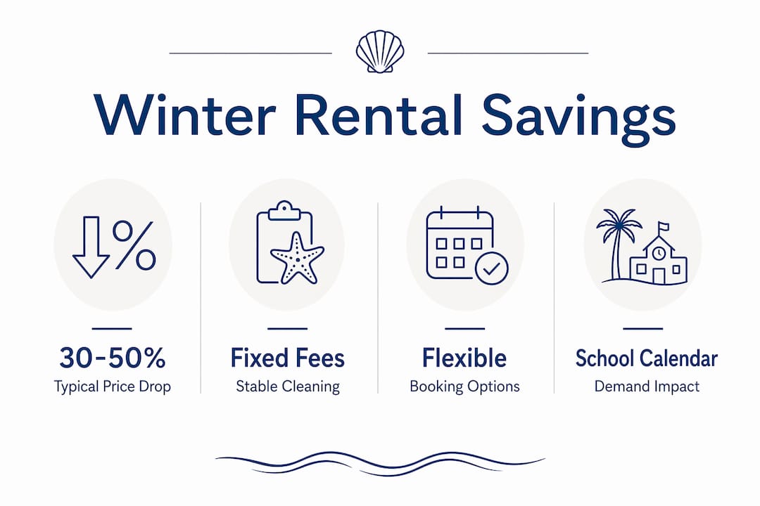 Infographic showing key winter beach rental price factors