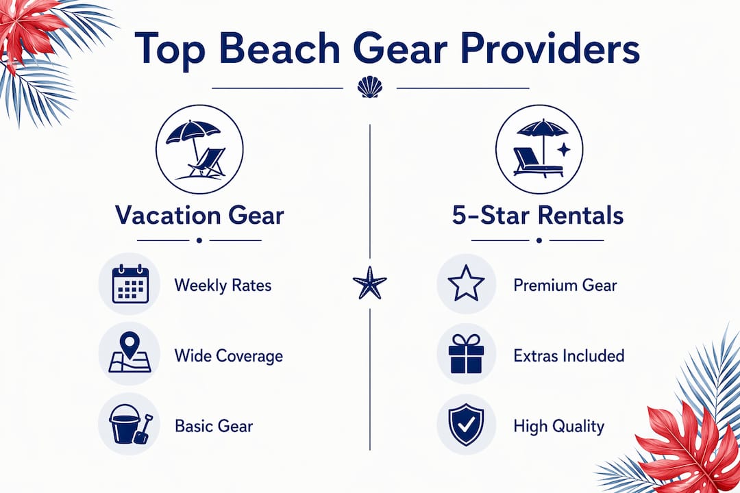 Infographic comparing beach gear rental providers