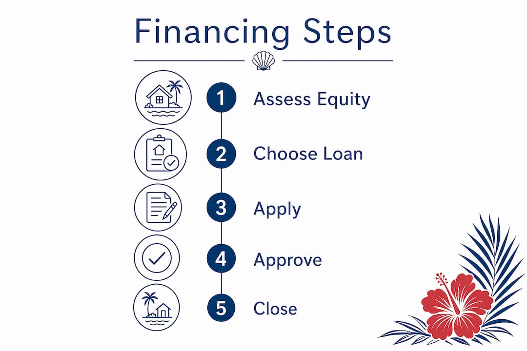 Infographic illustrating vacation home financing steps