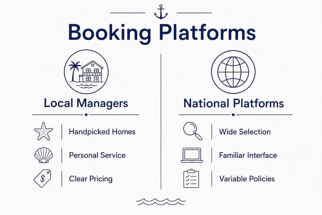 Infographic comparing local managers and national platforms for rentals