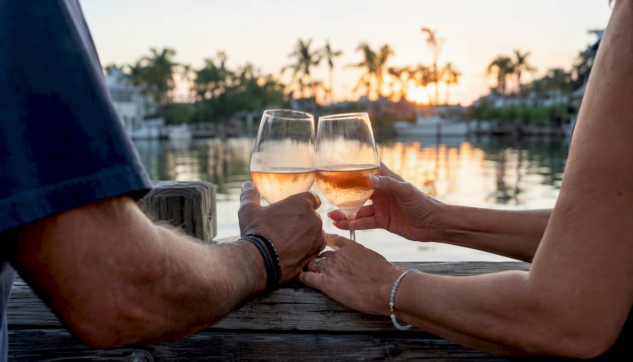 Couple enjoying peaceful bayside sunset on Captiva Island