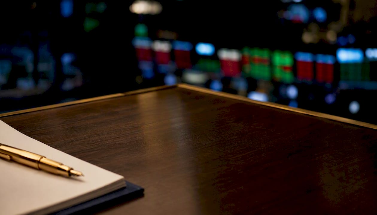 Stock market trading scene with financial data