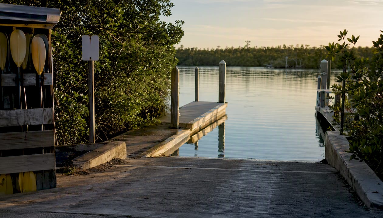 paved kayak launch ramp at Tarpon Bay