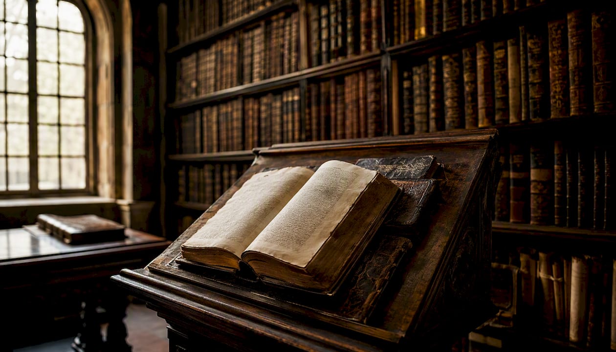 Historic religious books on lectern