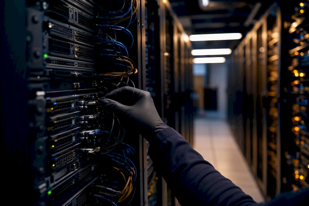 Server racks in fintech infrastructure room