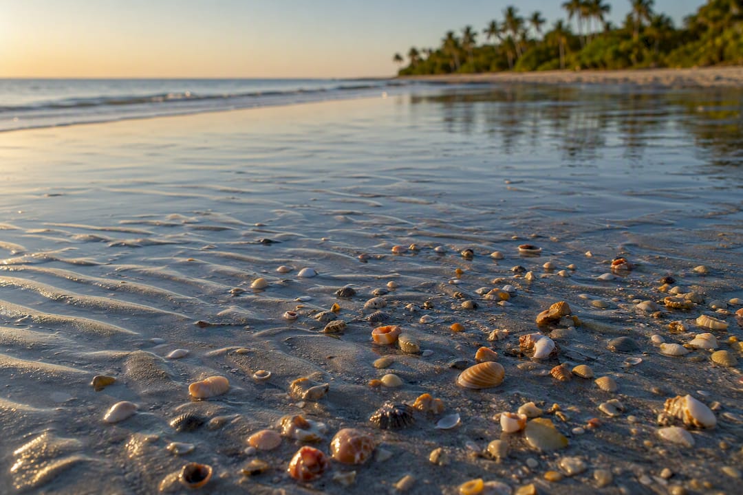 Shells on tidal channels at Turner Beach