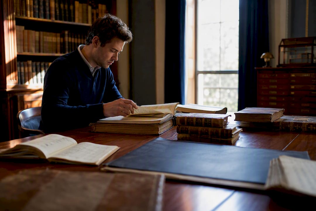 Historic economic ledgers in archive room