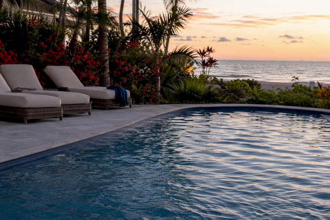 Private heated pool at beachfront rental