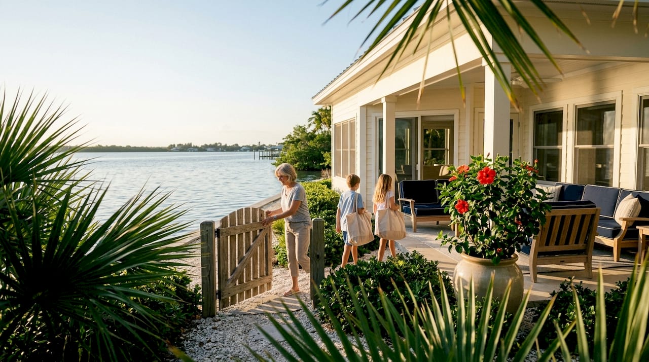 Family arriving at Captiva vacation rental