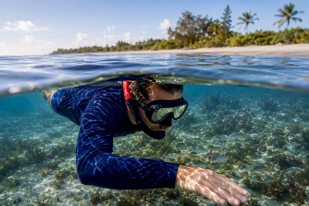 Snorkeler exploring clear Captiva Island waters