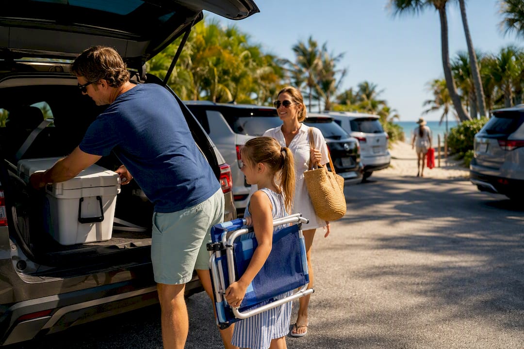 Captiva beach parking lot near shoreline