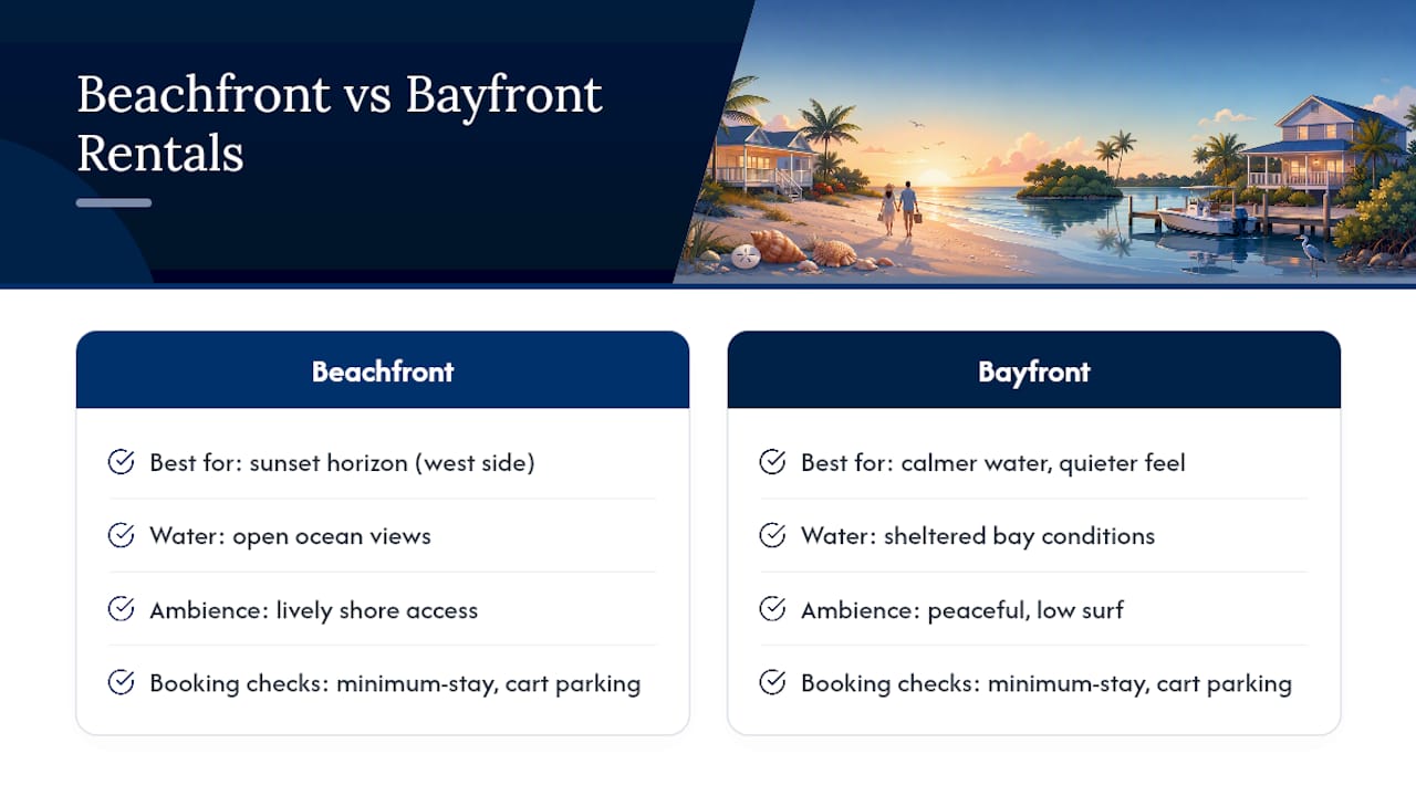 Beachfront and bayfront rental comparison