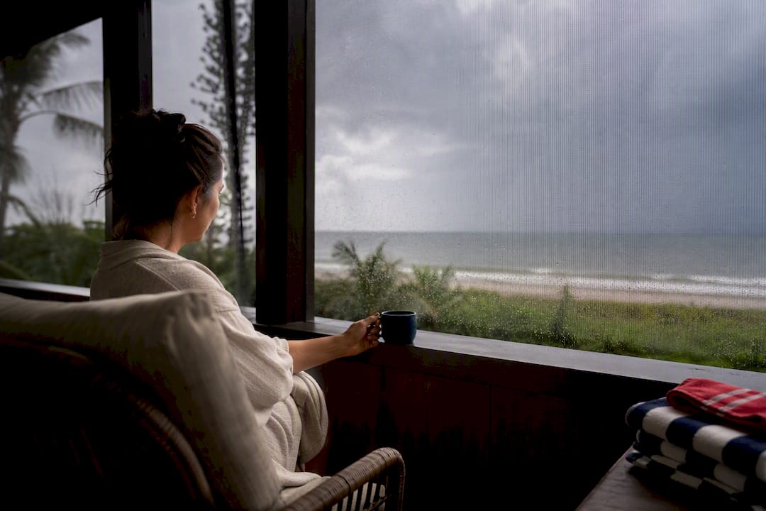 Covered lanai during a Gulf rainstorm