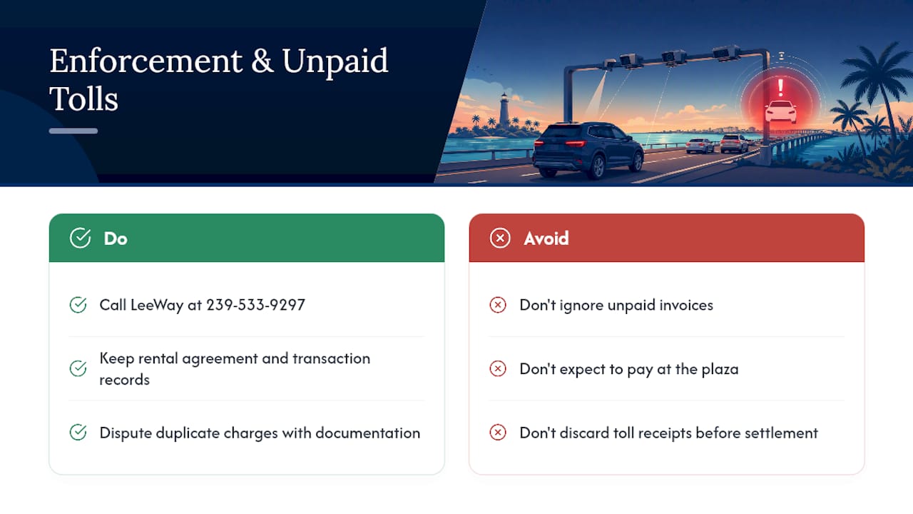 Enforcement, Unpaid Tolls, and What Happens if You Skip One — overview diagram