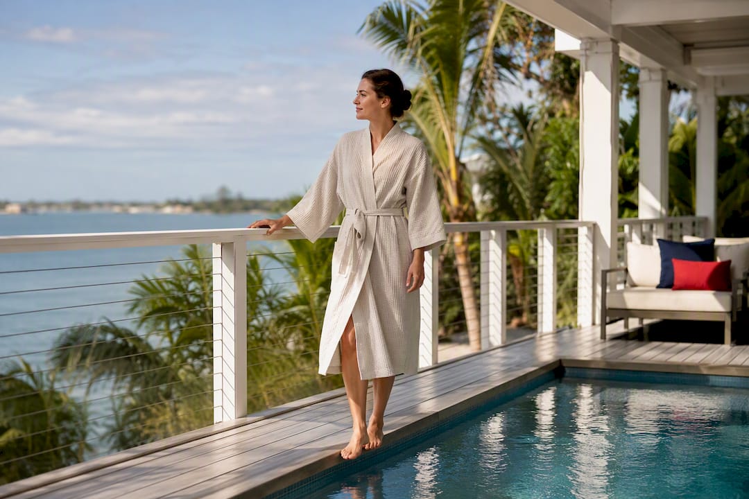 Guest relaxing beside a Captiva rental pool