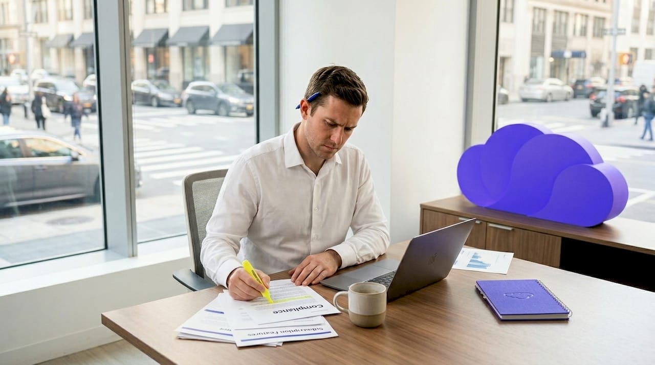 Man reviews paperwork on prop firm rules