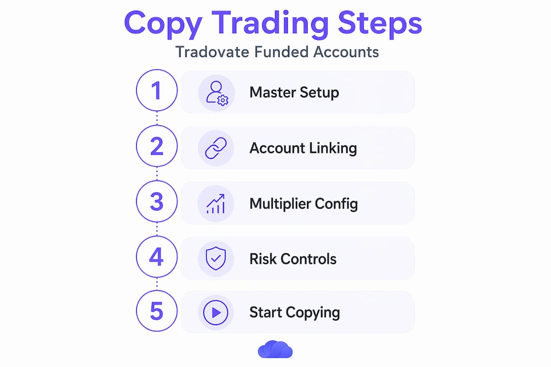Infographic showing setup steps for copy trading