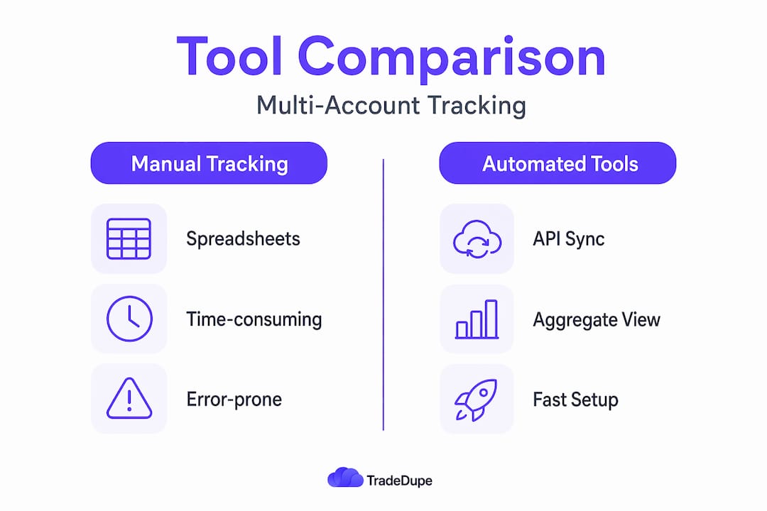 Infographic comparing manual and automated account tracking