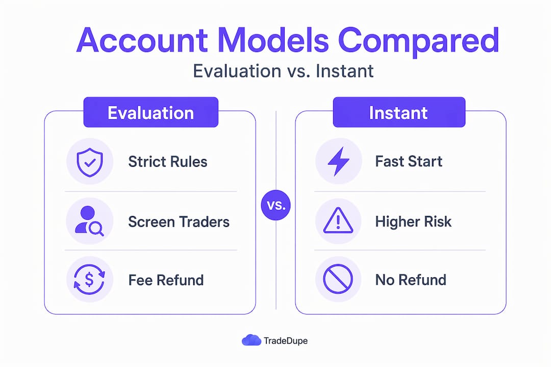 Infographic comparing evaluation vs instant models
